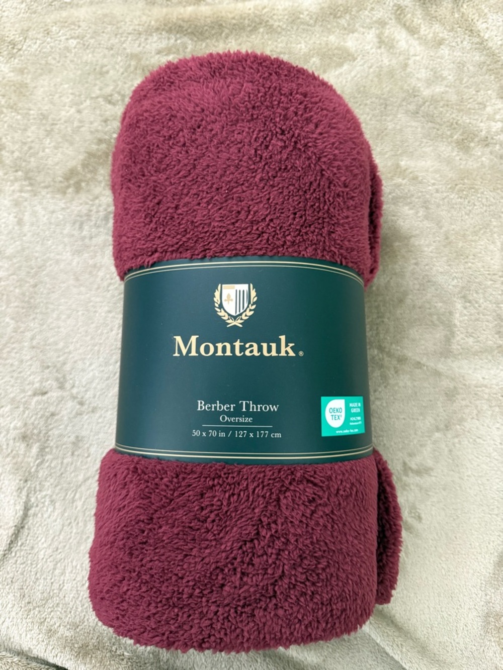 Maroon Montauk Plush Oversized Throw, 100% Polyester 50” X 70”